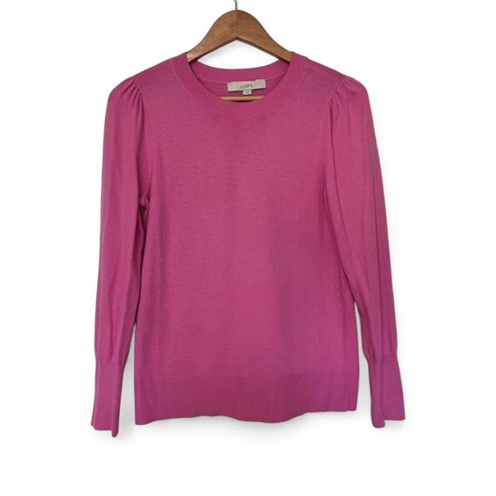 LOFT Festival Fuchsia bright pink long sleeve sweater Size S